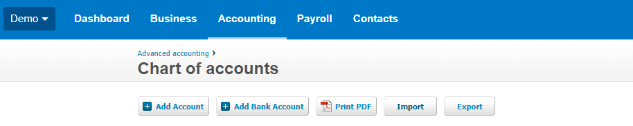 import chart of accounts