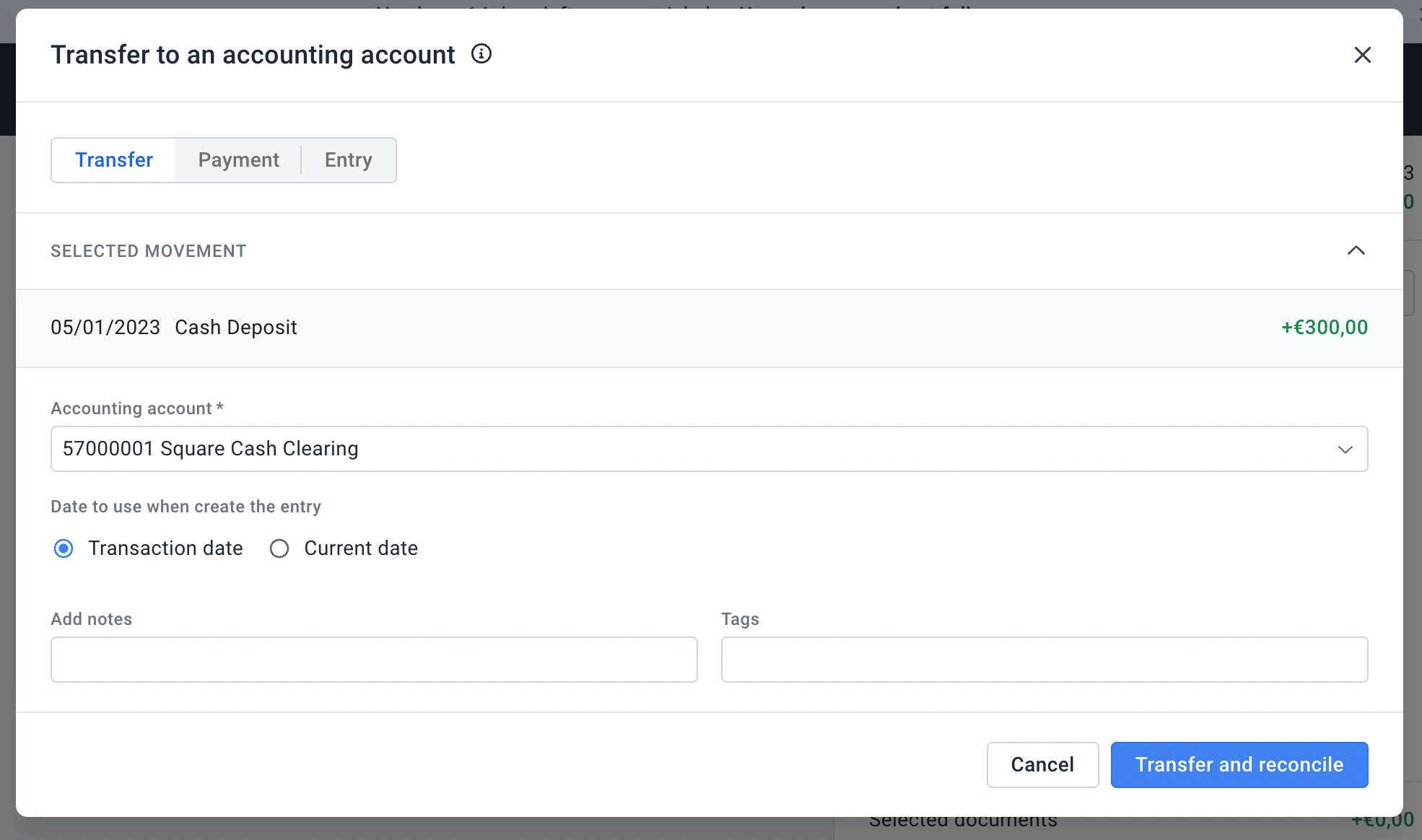 square holded accounting clearing account