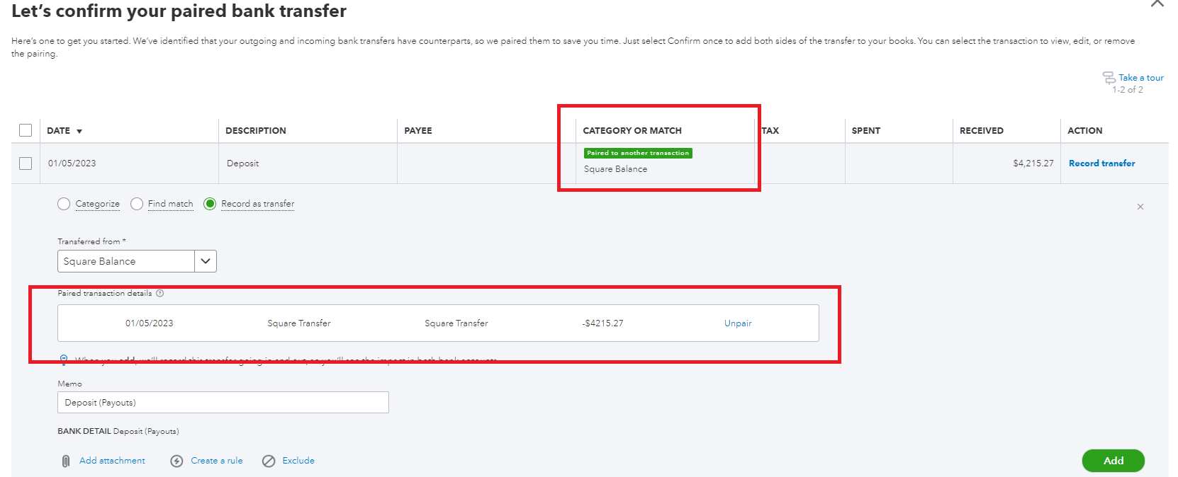 square quickbooks reconcile