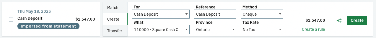 square sage accounting clearing account