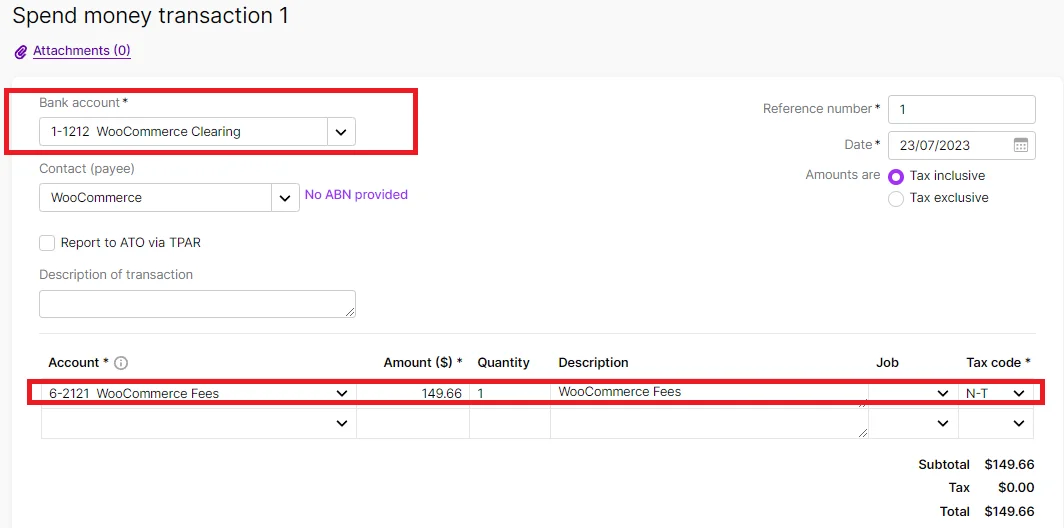 woocommerce myob clearing account