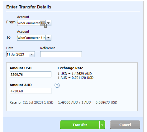 xero woocommerce transfer foreign currency