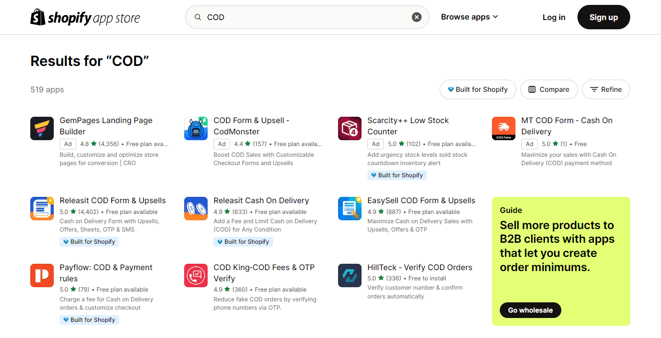 advanced cod shopify app options
