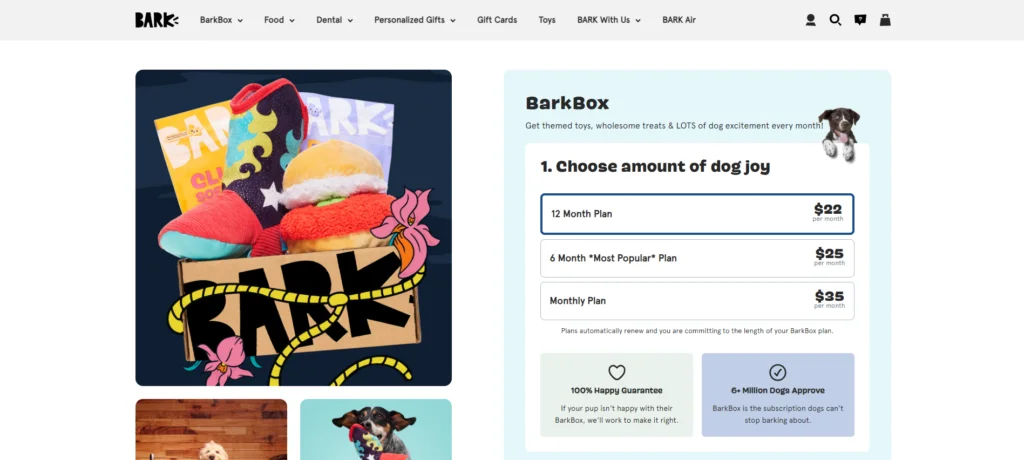 barkbox landing page